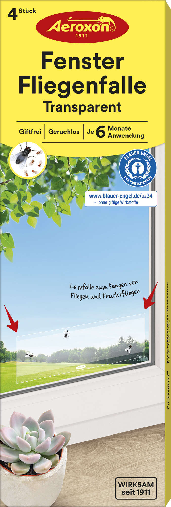 Aeroxon Fenster-Fliegenfalle transparent